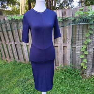 H&M Women's Pencil Dress Stretch Short Sleeve Navy Size XS